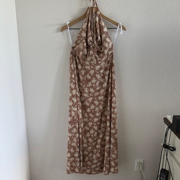 Lulu's Pictureaque Moments Brown Floral Backless Dress XL - Picture 2 of 6